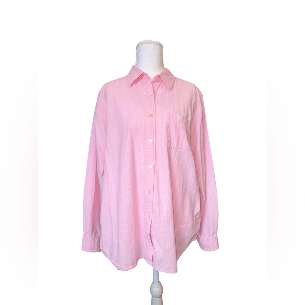 L.L. Bean Women’s 100% Cotton Light Pink Button Up Size Medium Casual Spring